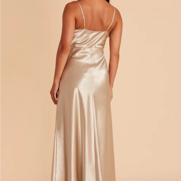 Lisa Long Dress - Shiny Satin Neutral Champagne - Picture 2 of 3